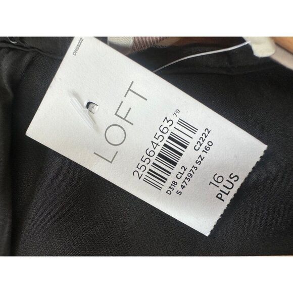 LOFT Wraparound Flounce Flare Dress Black Women's Plus Size 16 NEW - Picture 7 of 11